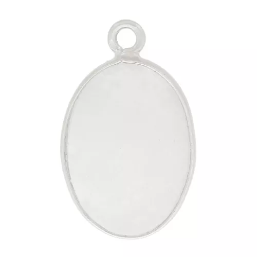 Pendente ovale in pietra gemma 18x11mm - Argento 925 - Pietra di luna x1