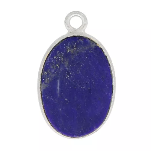 Pendente ovale in pietra gemma 18x11mm - Argento 925 - Lapis lazzuli x1