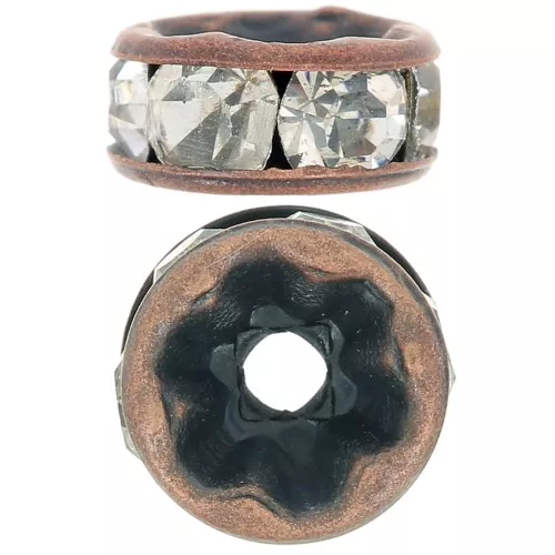 Perla rondella Strass mm. 7.8 rame antico/Crystal x1