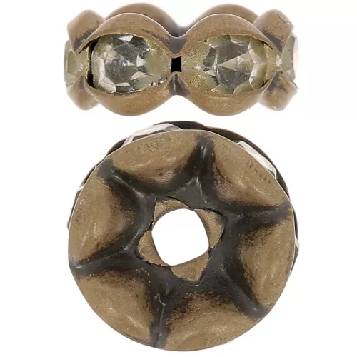 Perla rondella Strass mm. 7.8 bronzo/Crystal x1