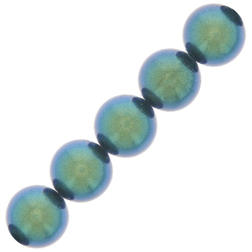Perle Preciosa Round Pearl Maxima - 5 mm - Pearlescent Peacock Green x25