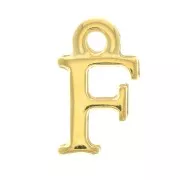 Ciondolo lettera alfabeto 13 mm con anello chiuso - F - Dorato con oro fino x1