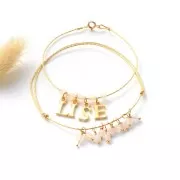 Ciondolo lettera alfabeto 13 mm con anello chiuso - F - Dorato con oro fino x1