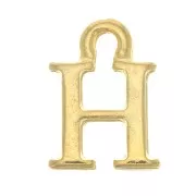 Ciondolo lettera alfabeto 13 mm con anello - H - Dorato con oro fino x1