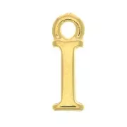 Ciondolo lettera alfabeto 13 mm con anello chiuso - I - Dorato con oro fino x1