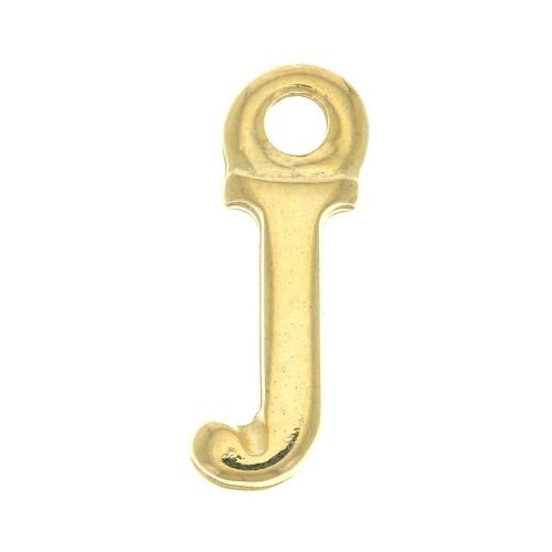 Ciondolo lettera alfabeto 13.5 mm con anello chiuso - J - Dorato con oro fino x1