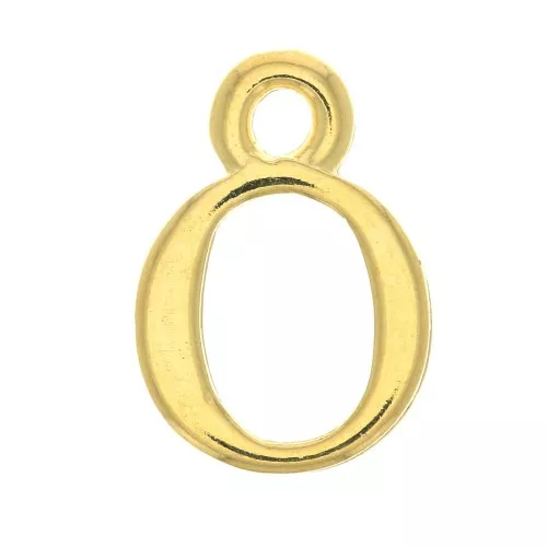 Ciondolo lettera alfabeto 13 mm con anello chiuso- O -Dorato con oro fino x1