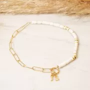 Ciondolo lettera alfabeto 13 mm con anello chiuso - P - Dorato con oro fino x1