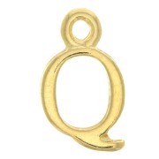 Ciondolo lettera alfabeto 15 mm con anello chiuso - Q - Dorato con oro fino x1|raw }}
