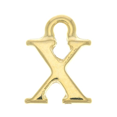 Ciondolo lettera alfabeto 13 mm con anello - X - Dorato con oro fino x1