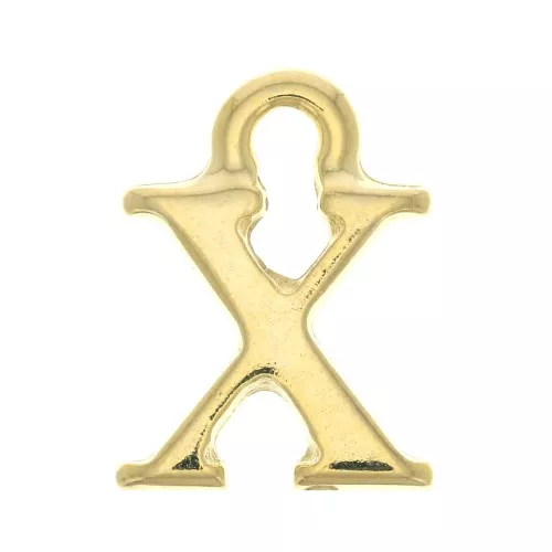 Ciondolo lettera alfabeto 13 mm con anello - X - Dorato con oro fino x1