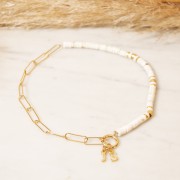 Ciondolo lettera alfabeto 13 mm con anello - X - Dorato con oro fino x1