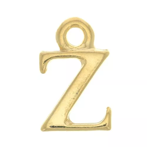 Ciondolo lettera alfabeto 13 mm con anello chiuso- Z -Dorato con oro fino x1