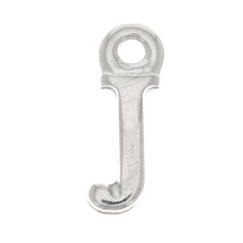 Ciondolo lettera alfabeto 13.5 mm con anello chiuso - J - Rodio x1