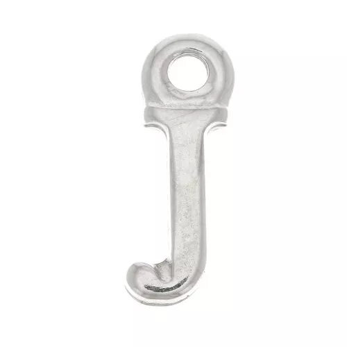 Ciondolo lettera alfabeto 13.5 mm con anello chiuso - J - Rodio x1