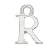 Ciondolo lettera alfabeto 13 mm con anello chiuso - R - Rodio x1|raw }}