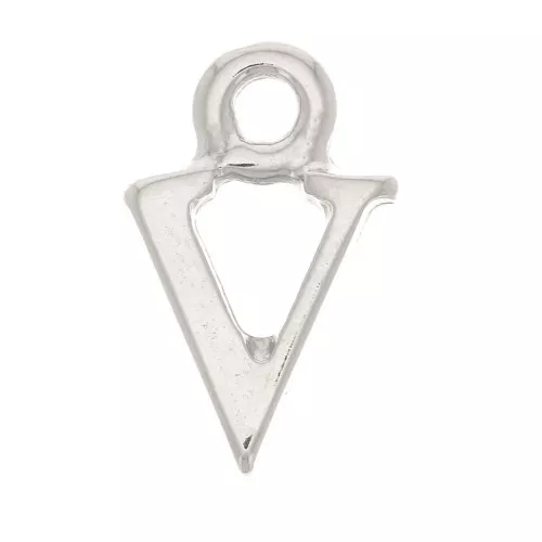 Ciondolo lettera alfabeto 14 mm con anello chiuso - V - Rodio x1
