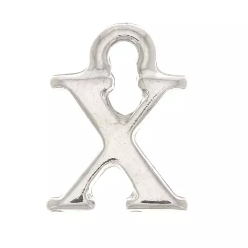 Ciondolo lettera alfabeto 13 mm con anello - X - Rodio x1