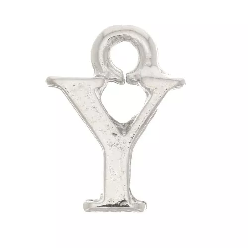 Ciondolo lettera alfabeto 13 mm con anello chiuso - Y - Rodio x1
