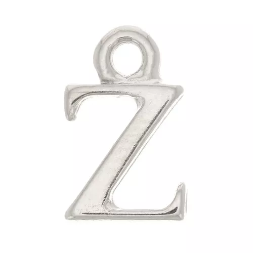 Ciondolo lettera alfabeto 13 mm con anello chiuso - Z - Rodio x1