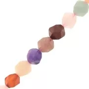 Perle esagonali 8x7 mm - misto di pietre gemme - Multicolore x38cm