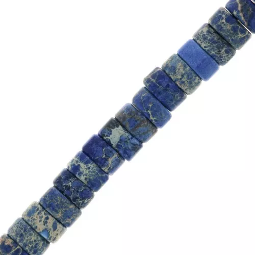 Perle rondelle Heishi - Regalite colorata 6x3 mm - Blu scuro x20