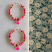 Perle rondelle Heishi - Regalità tinta 6x3 mm - Rosa x20