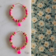 Perle rondelle Heishi - Regalite colorata 6x3 mm - Rosa x20