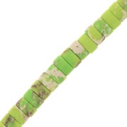 Perle rondelle Heishi - Regalite colorata 6x3 mm - Verde chiaro x20