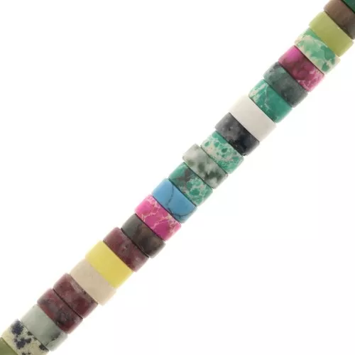 Perle rondelle Heishi - imitazione Regalità tinta 6x3 mm - Multicolore x37cm