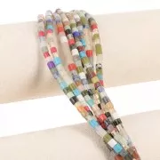 Perle tubolari Heishi 4.5x4mm - mix di pietre semipreziose - Multicolore x37cm