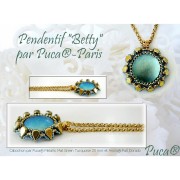 Cabochon rotondo di vetro di Puca® 25 mm Green Turquoise Metallic Mat x1