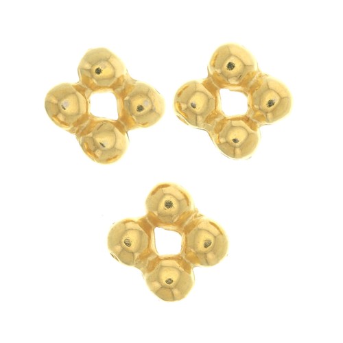Perle rondelle fiore 7 mm - Dorato con oro fino x6