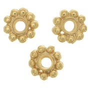 Perle rondelle fiore 10 mm -Dorato con oro fino x6|raw }}
