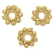 Perle rondelle fiore 10 mm -Dorato con oro fino x6