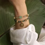 Perle rondelle fiore 10 mm -Dorato con oro fino x6