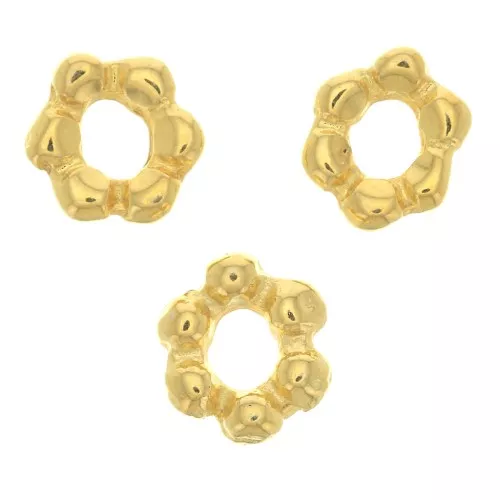 Perle rondelle fiore 6.5x7  mm - Dorato con oro fino x5
