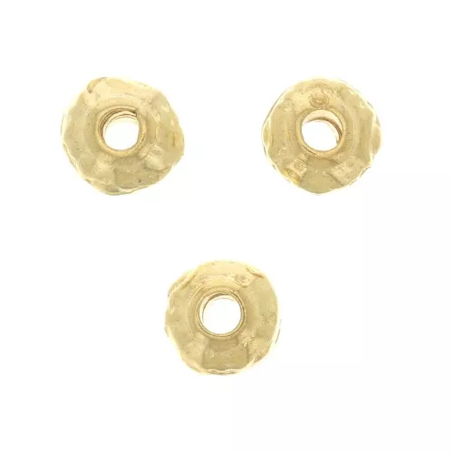 Perle rondelle irregolari lavorate 5 mm - Dorato con oro fino x5