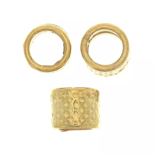Perle tubi lavorate 5x4 mm - Dorato con oro fino x5