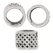 Perle tubi lavorate 5x4 mm -Argentato anticato x5