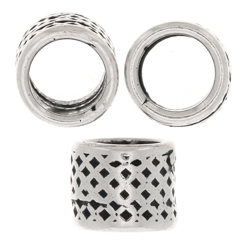 Perle tubi lavorate 5x4 mm -Argentato anticato x5