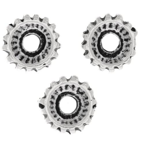 Perle rondelle striate 7 mm - Argentato anticato x6