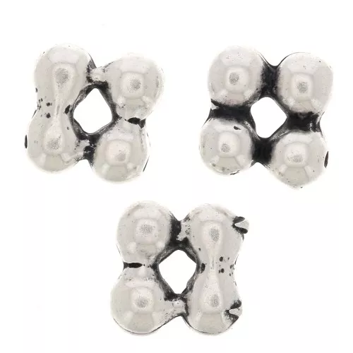 Perle rondelle fiore 7 mm - Argentato anticato x6
