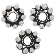 Perle rondelle fiore 10 mm - Argentato anticato x6|raw }}