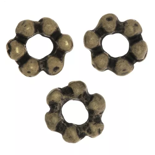 Perle rondelle fiore 6 mm - Bronzo x5