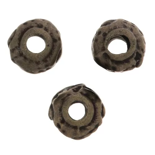 Perle rondelle irregolari lavorate 5 mm - Bronzo x5