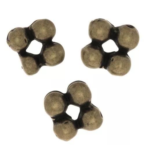 Perle rondelle fiore 7 mm - Bronzo x6