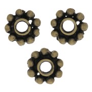 Perle rondelle fiore 10 mm - Bronzo x6