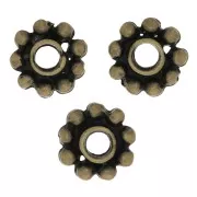 Perle rondelle fiore 10 mm - Bronzo x6