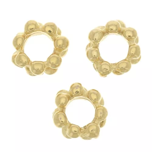 Perle rondelle fiore 6x3 mm - Dorato con oro fino x10